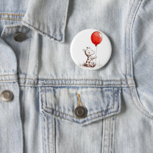 Rond 5 Cm Adorable Baby Giraffe avec badge Red Balloon