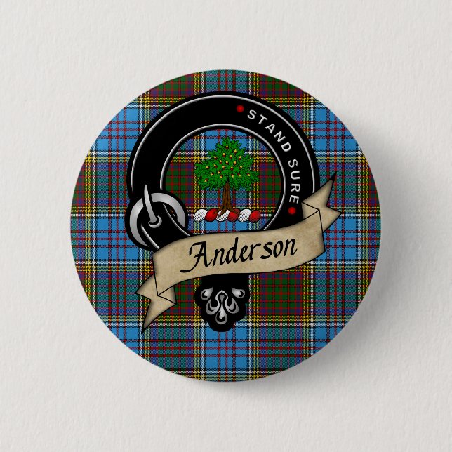 Rond 5 Cm Anderson Clan Badge & Tartan (Devant)