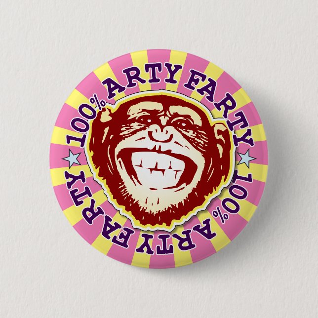 Rond 5 Cm Arty Farty 100% Funny Funky Monkey Badge (Devant)