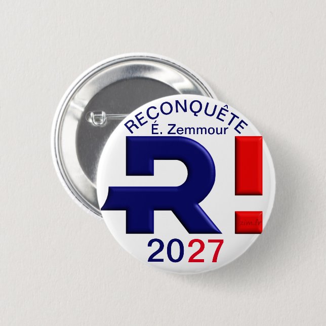 Rond 5 Cm Badge 57 mm, Reconquête 2027 (Devant & derrière)