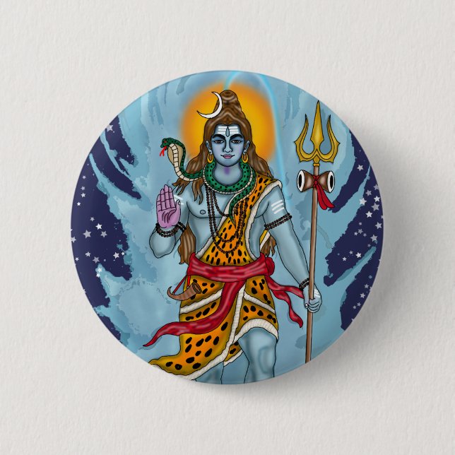 Rond 5 Cm Badge à bouton Lord Shiva (Devant)