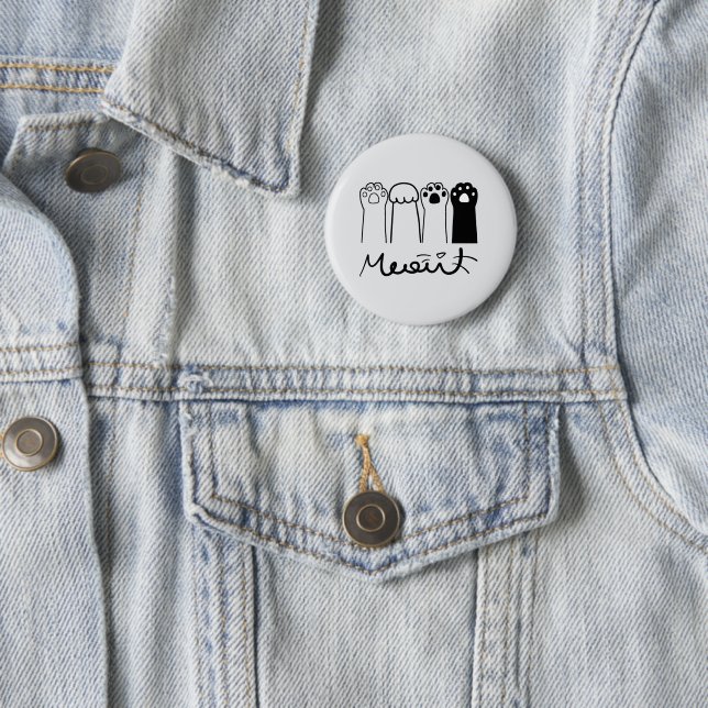 Rond 5 Cm Badge à bouton Pattes de Chat Mignon Meow (En situation)