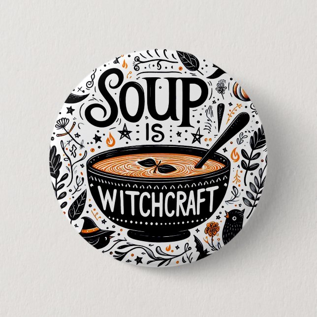 Rond 5 Cm Badge à soupe magique - Sorcière de cuisine (Devant)