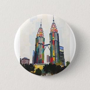 Rond 5 Cm Badge Avec Tours Petronas En Malaisie