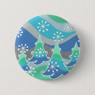 Rond 5 Cm badge bouton Arbres d'hiver
