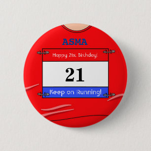 Rond 5 Cm Badge d'anniversaire 21 ans pour un coureur (haut