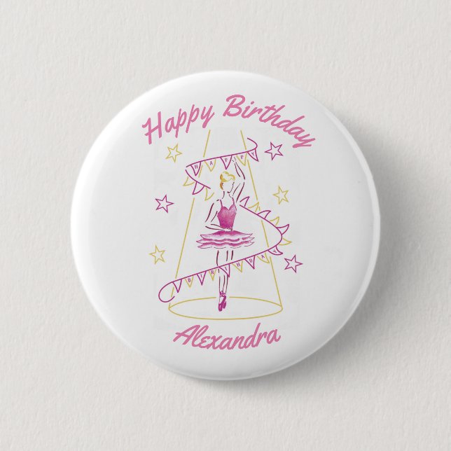 Rond 5 Cm Badge d'anniversaire Ballet & Fanions (Devant)