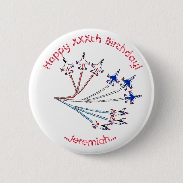 Rond 5 Cm Badge d'anniversaire personnalisable Thunderbirds (Devant)