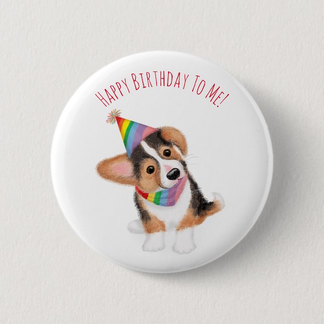 Rond 5 Cm Badge d'anniversaire personnalisé pour chiot de co (Devant)