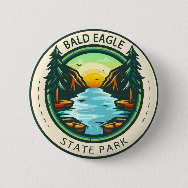 Rond 5 Cm Badge de Bald Eagle State Park Pennsylvania (Devant)