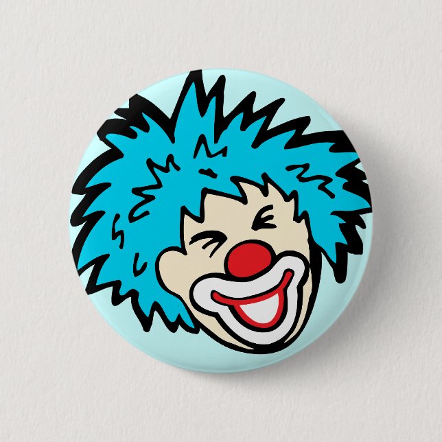 Rond 5 Cm badge de bouton graphique clown sur bleu clair (Devant)