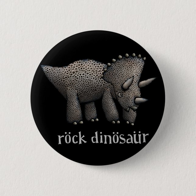 Rond 5 Cm Badge de dinosaure de Rocher Tricératops (Devant)