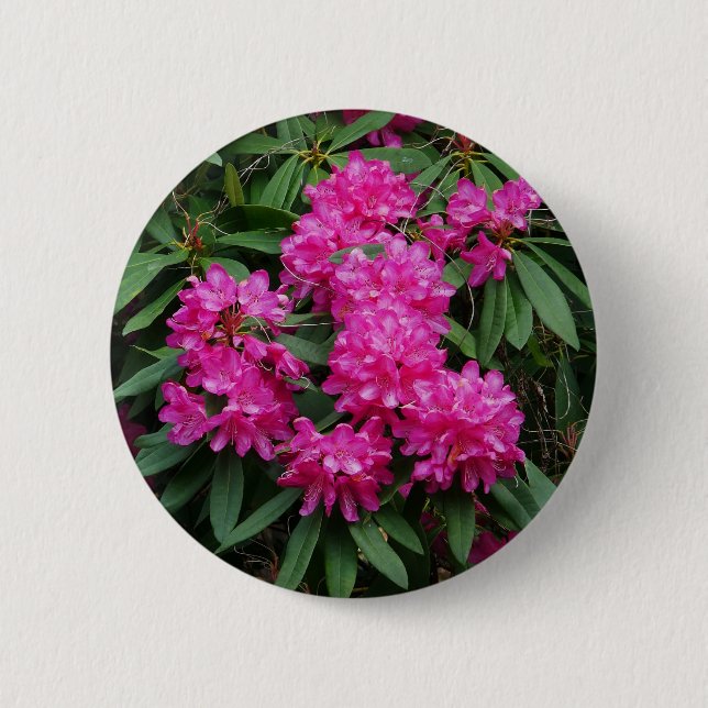 Rond 5 Cm Badge de fleurs de Rhododendron rose (Devant)