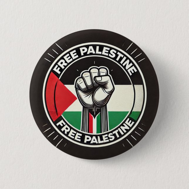 Rond 5 Cm Badge de la carte de solidarité de la Palestine li (Devant)