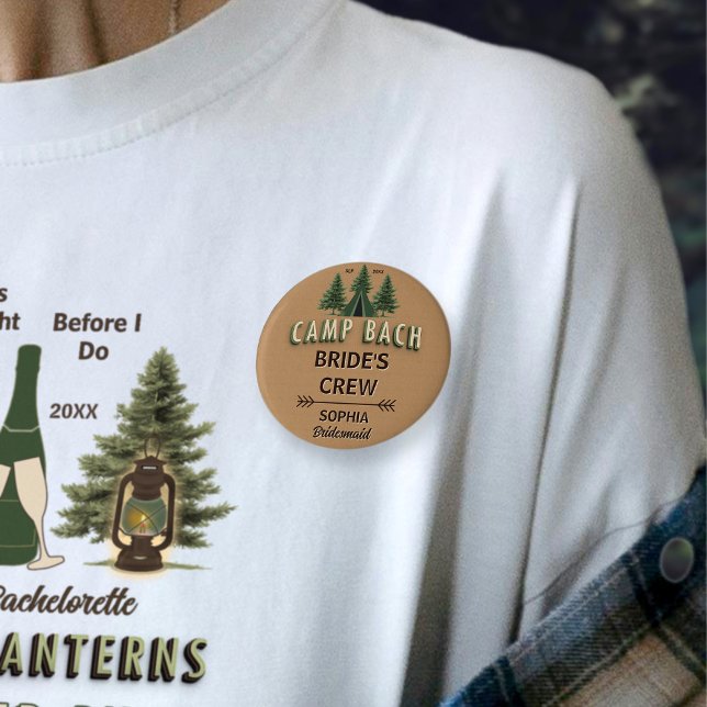 Rond 5 Cm Badge de l'équipe de Rustic Camp Bach Bride | Nom  (Créateur téléchargé)