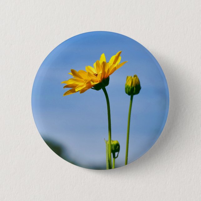 Rond 5 Cm Badge d'hélium de marguerite jaune (Devant)