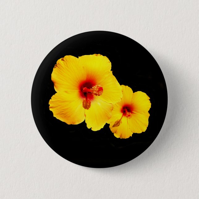 Rond 5 Cm Badge d'hibiscus jaune (Devant)
