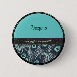 Rond 5 Cm Badge d'identification: Motif et turquoise