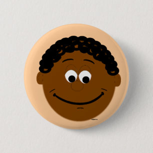 Rond 5 Cm Badge du bouton Ethnic Boy Face Dark Smiles
