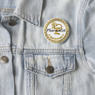 Rond 5 Cm Badge en or du pharmacien