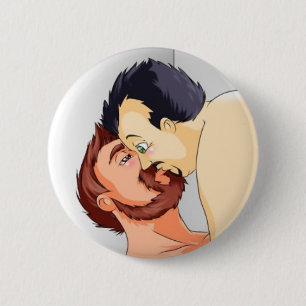 Rond 5 Cm badge gay bear couple kissing