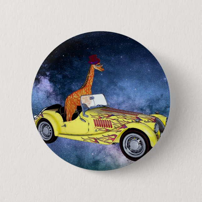 Rond 5 Cm Badge Girafe dans l'espace (Devant)
