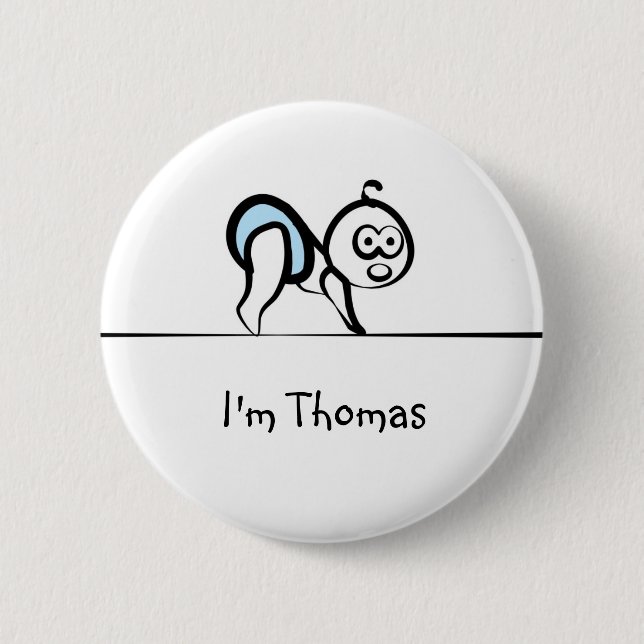 Rond 5 Cm Badge nominatif de bébé (Devant)