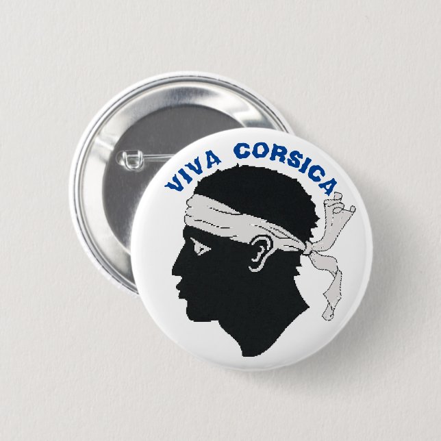 Rond 5 Cm Badge rond, Viva Corsica (Devant & derrière)
