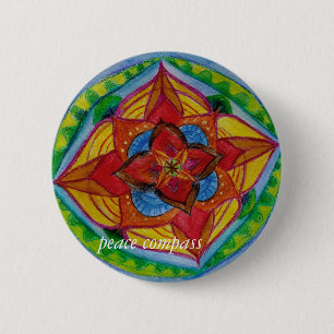 Rond 5 Cm Badge ronde Mandala Compas de Paix