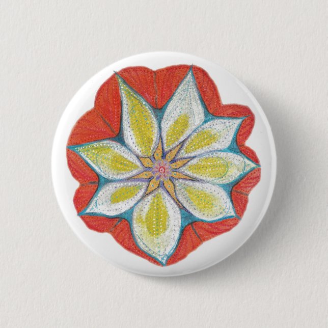 Rond 5 Cm Badge ronde Mandala Yoga Fleur (Devant)