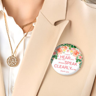 Rond 5 Cm Badge rose clair pour malentendant   Je suis sourd