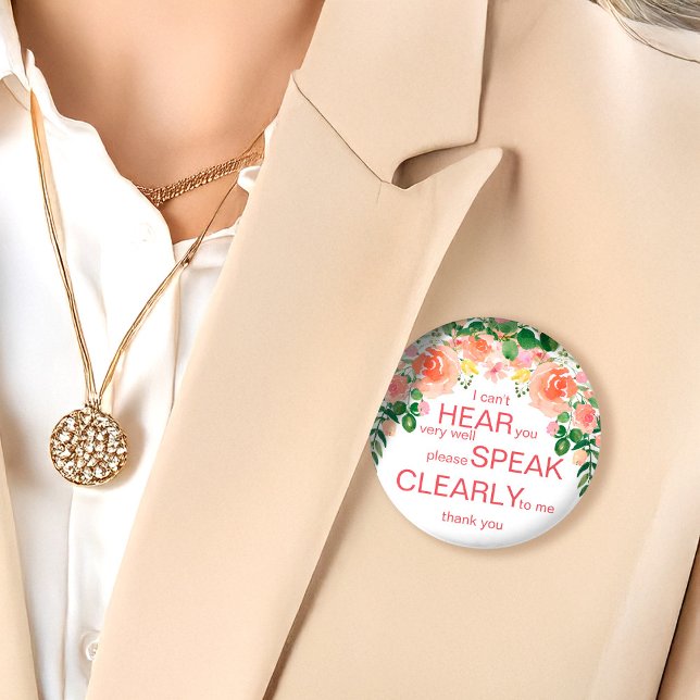 Rond 5 Cm Badge rose clair pour malentendant | Je suis sourd (Créateur téléchargé)