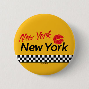 Rond 5 Cm Badge Taxi NY & Red Kiss