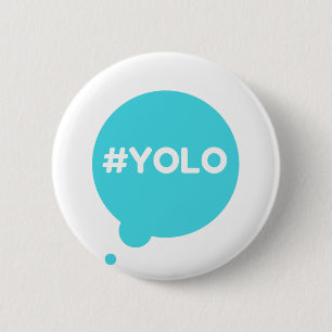 Rond 5 Cm badge turquoise YOLO