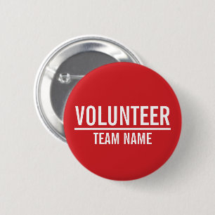 Rond 5 Cm Badge volontaire rouge avec nom d'équipe personnal