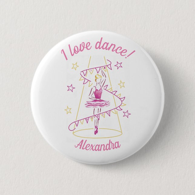 Rond 5 Cm Ballet & Bunting - I Love Dance badge (Devant)