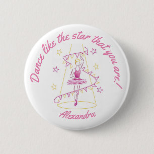 Rond 5 Cm Ballet et Fanions - Badge "J'adore la danse"