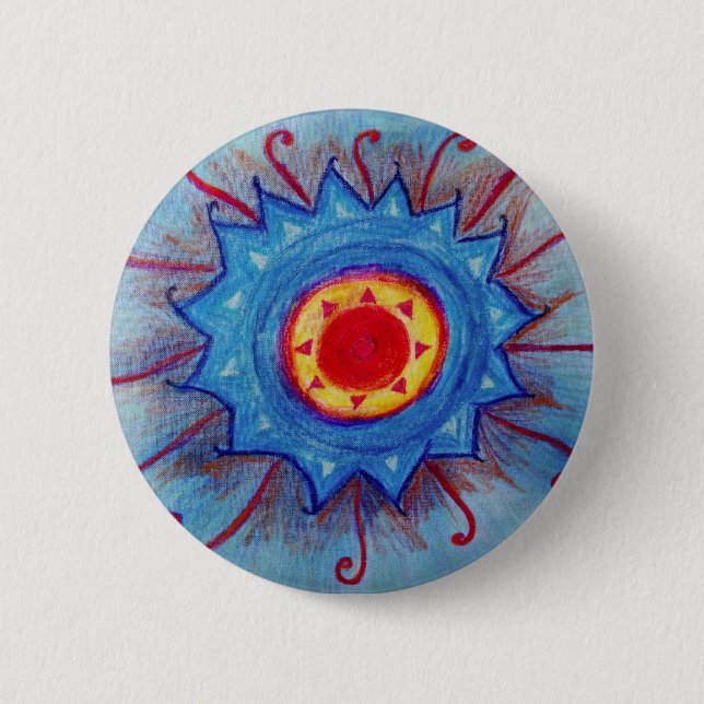 Rond 5 Cm Bleu Mandala Round Badge (Devant)