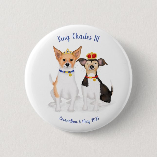 Rond 5 Cm Bluebell & Beth Jack Russells badge de couronnemen (Devant)