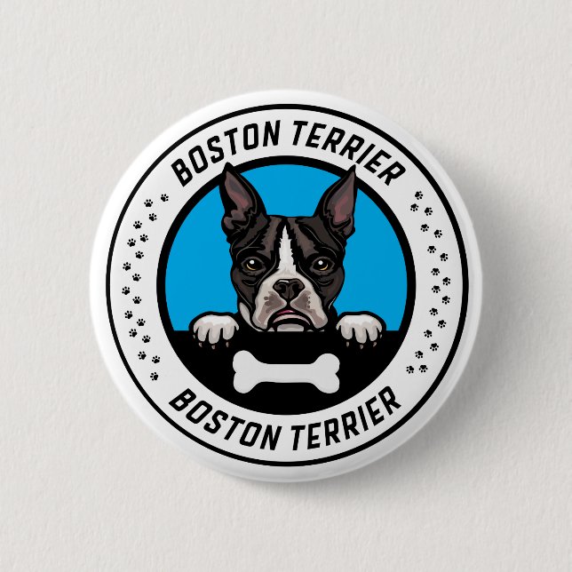 Rond 5 Cm Boston Terrier Peeking Illustration Badge (Devant)