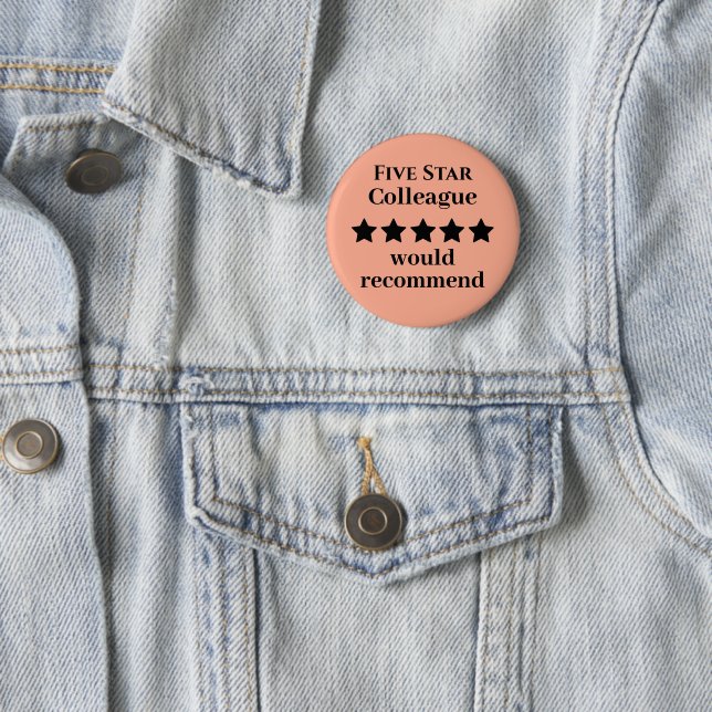 Rond 5 Cm Bouton Badge Collègue Cinq Étoiles Recommandé (En situation)