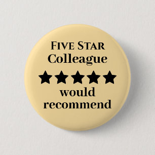Rond 5 Cm Bouton Badge Collègue Cinq Étoiles Recommandé
