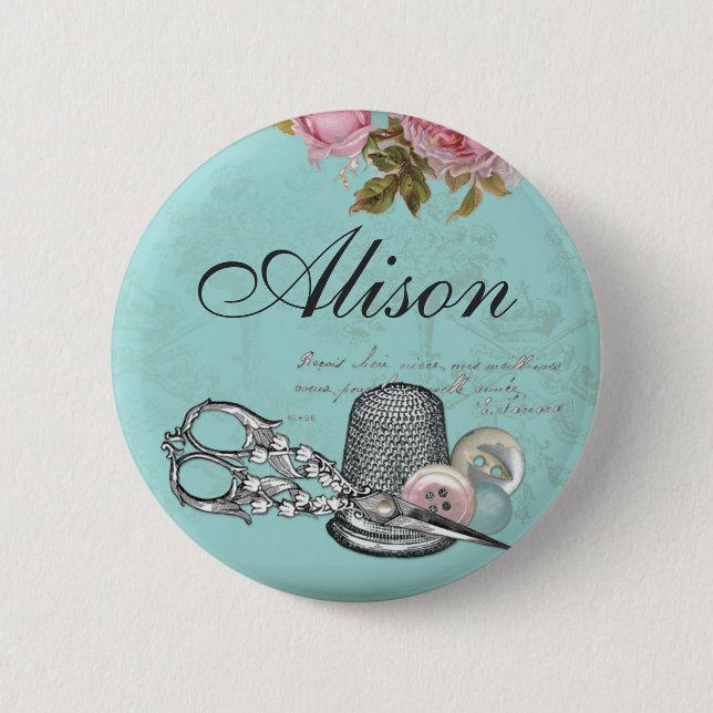 Rond 5 Cm Bouton de couture de badge nominatif de thème (Devant)