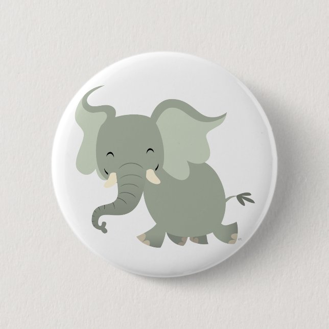 Rond 5 Cm Bouton Eléphant joyeux joli carton Badge (Devant)