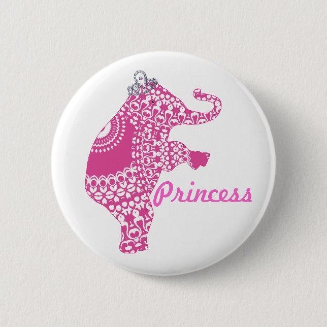 Rond 5 Cm Bouton Eléphant Princesse Rose jolie Filles Badge (Devant)