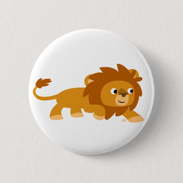 Rond 5 Cm Bouton Lion de carton intelligent mignon Badge (Devant)