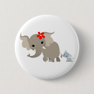 Rond 5 Cm Bouton mignon mère Eléphant et bébé Badge Bouton