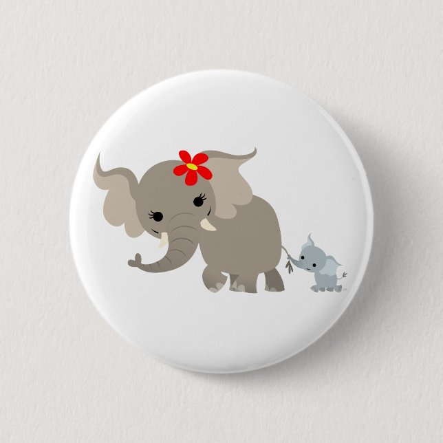 Rond 5 Cm Bouton mignon mère Eléphant et bébé Badge Bouton (Devant)