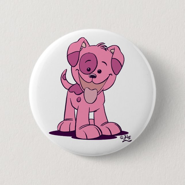 Rond 5 Cm Bouton petit chiot rose badge (Devant)
