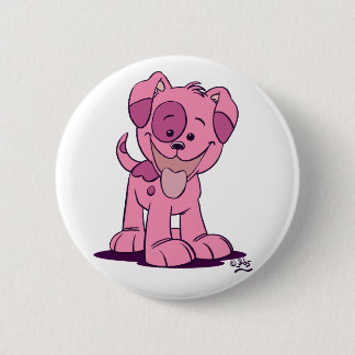 Rond 5 Cm Bouton petit chiot rose badge